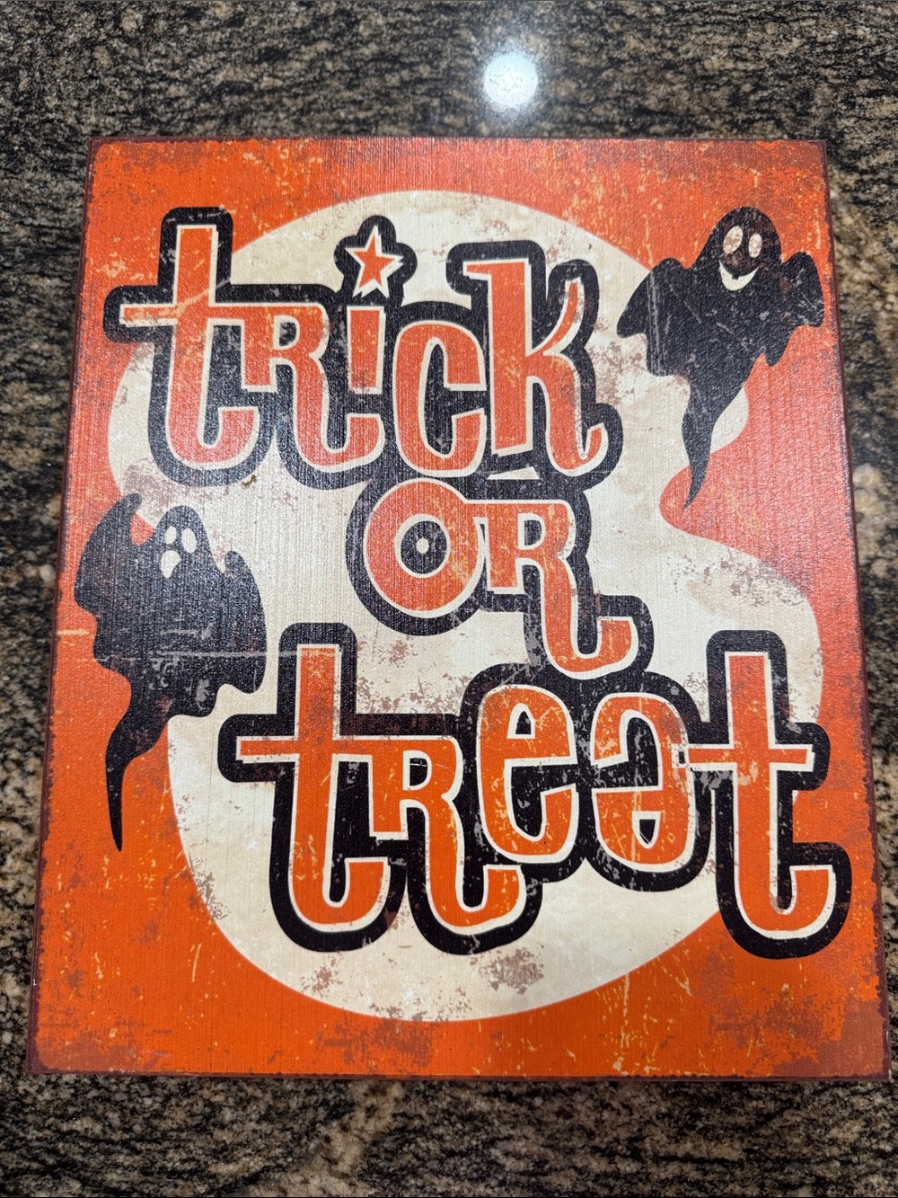 Trick or Treat Halloween Wall Art - Orange & Black